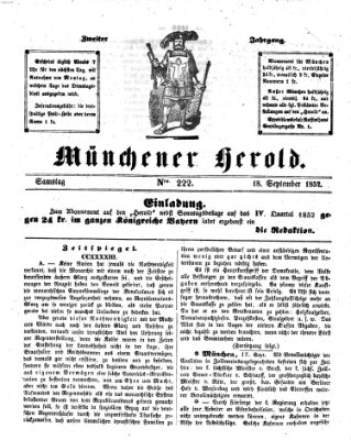 Münchener Herold Samstag 18. September 1852