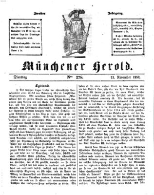 Münchener Herold Dienstag 23. November 1852