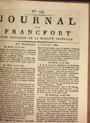 Journal de Francfort Freitag 2. Juli 1802