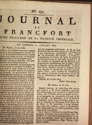 Journal de Francfort Samstag 10. Juli 1802