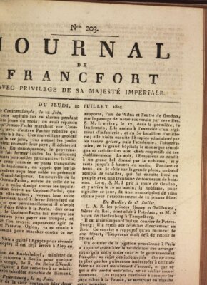 Journal de Francfort Donnerstag 22. Juli 1802