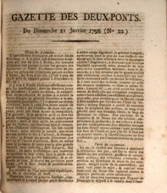 Gazette des Deux-Ponts Sonntag 21. Januar 1798