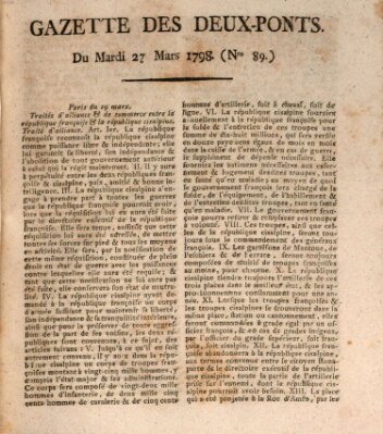 Gazette des Deux-Ponts Dienstag 27. März 1798