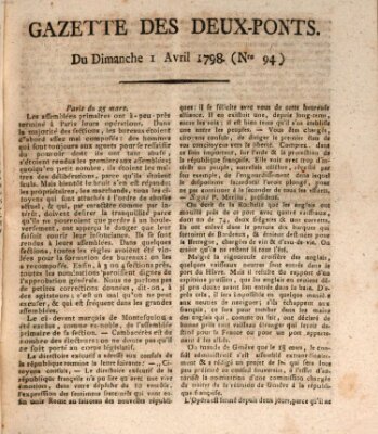 Gazette des Deux-Ponts Sonntag 1. April 1798