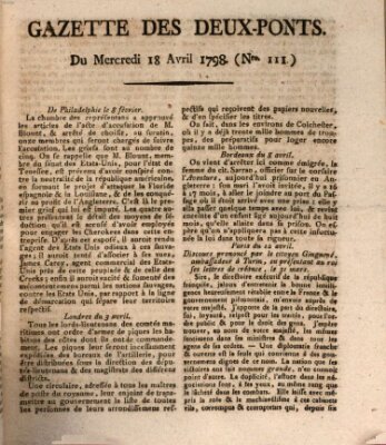 Gazette des Deux-Ponts Mittwoch 18. April 1798