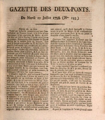 Gazette des Deux-Ponts Dienstag 10. Juli 1798