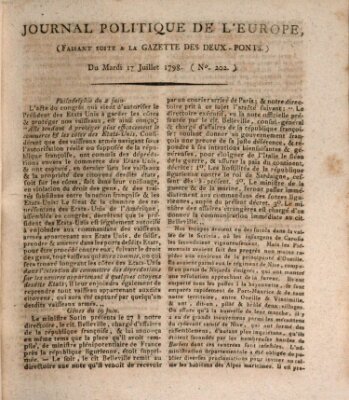 Journal politique de l'Europe (Gazette des Deux-Ponts) Dienstag 17. Juli 1798
