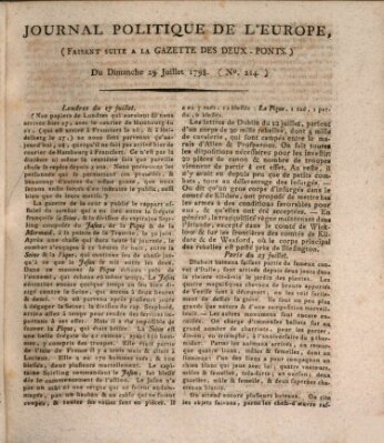 Journal politique de l'Europe (Gazette des Deux-Ponts) Sonntag 29. Juli 1798