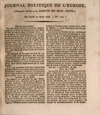 Journal politique de l'Europe (Gazette des Deux-Ponts) Montag 13. August 1798