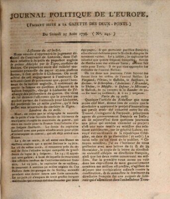 Journal politique de l'Europe (Gazette des Deux-Ponts) Samstag 25. August 1798