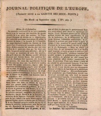 Journal politique de l'Europe (Gazette des Deux-Ponts) Dienstag 18. September 1798