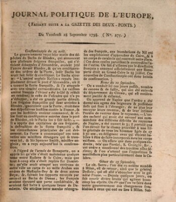Journal politique de l'Europe (Gazette des Deux-Ponts) Freitag 28. September 1798