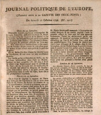 Journal politique de l'Europe (Gazette des Deux-Ponts) Samstag 13. Oktober 1798