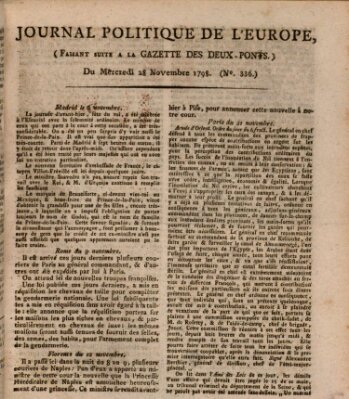 Journal politique de l'Europe (Gazette des Deux-Ponts) Mittwoch 28. November 1798