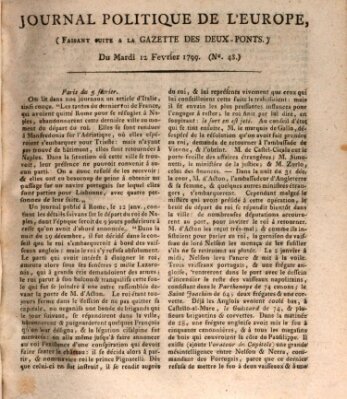 Journal politique de l'Europe (Gazette des Deux-Ponts) Dienstag 12. Februar 1799