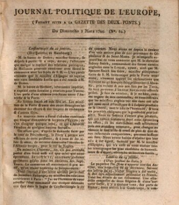 Journal politique de l'Europe (Gazette des Deux-Ponts) Sonntag 3. März 1799