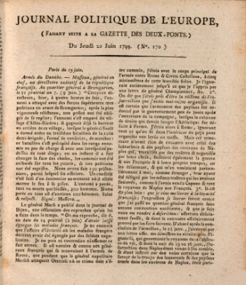 Journal politique de l'Europe (Gazette des Deux-Ponts) Donnerstag 20. Juni 1799