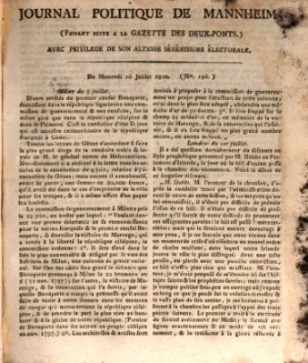 Journal politique de Mannheim (Gazette des Deux-Ponts) Mittwoch 16. Juli 1800