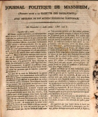 Journal politique de Mannheim (Gazette des Deux-Ponts) Sonntag 17. August 1800