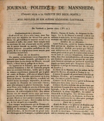 Journal politique de Mannheim (Gazette des Deux-Ponts) Freitag 9. Januar 1801