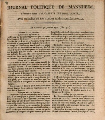 Journal politique de Mannheim (Gazette des Deux-Ponts) Freitag 30. Januar 1801