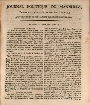 Journal politique de Mannheim (Gazette des Deux-Ponts) Dienstag 17. Februar 1801