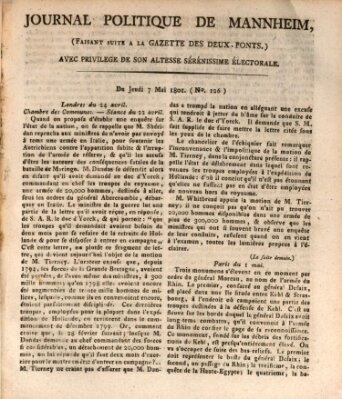 Journal politique de Mannheim (Gazette des Deux-Ponts) Donnerstag 7. Mai 1801