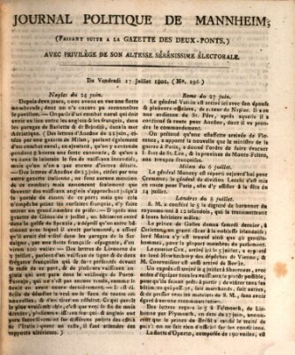 Journal politique de Mannheim (Gazette des Deux-Ponts) Freitag 17. Juli 1801