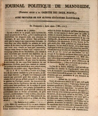 Journal politique de Mannheim (Gazette des Deux-Ponts) Sonntag 2. August 1801