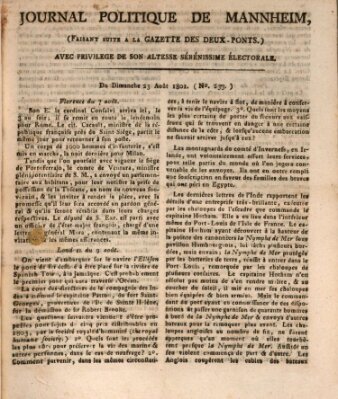 Journal politique de Mannheim (Gazette des Deux-Ponts) Sonntag 23. August 1801
