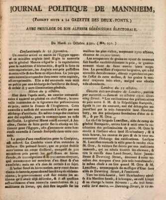 Journal politique de Mannheim (Gazette des Deux-Ponts) Dienstag 20. Oktober 1801
