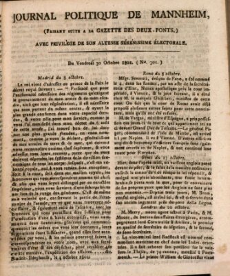 Journal politique de Mannheim (Gazette des Deux-Ponts) Freitag 30. Oktober 1801