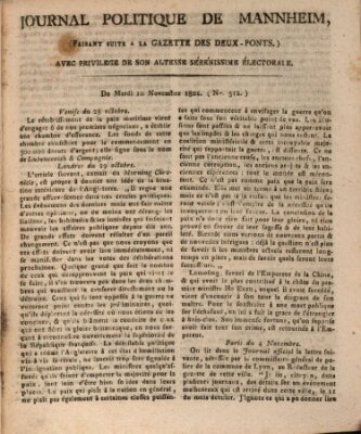 Journal politique de Mannheim (Gazette des Deux-Ponts) Dienstag 10. November 1801