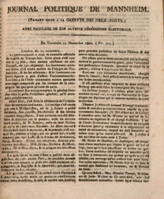 Journal politique de Mannheim (Gazette des Deux-Ponts) Sonntag 22. November 1801