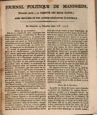 Journal politique de Mannheim (Gazette des Deux-Ponts) Sonntag 13. Dezember 1801