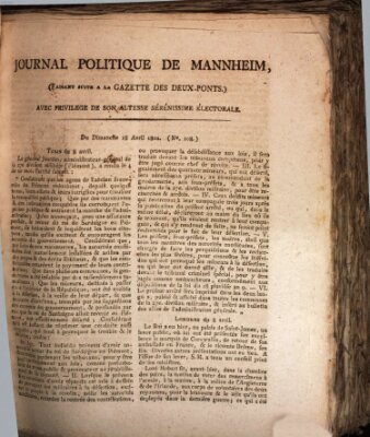 Journal politique de Mannheim (Gazette des Deux-Ponts) Sonntag 18. April 1802