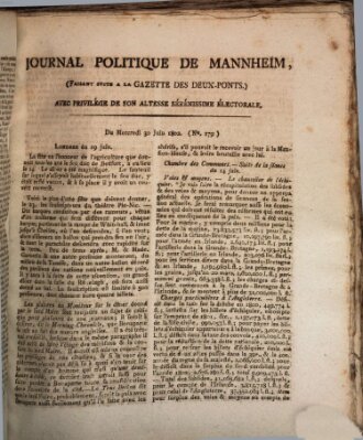 Journal politique de Mannheim (Gazette des Deux-Ponts) Mittwoch 30. Juni 1802
