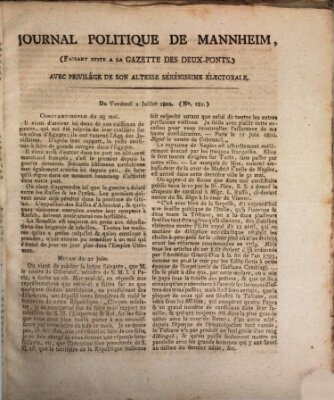 Journal politique de Mannheim (Gazette des Deux-Ponts) Freitag 2. Juli 1802