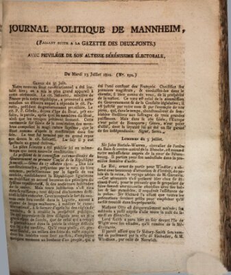 Journal politique de Mannheim (Gazette des Deux-Ponts) Dienstag 13. Juli 1802