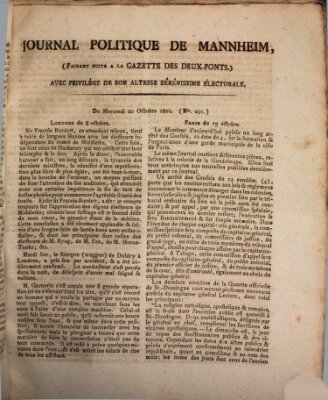 Journal politique de Mannheim (Gazette des Deux-Ponts) Mittwoch 20. Oktober 1802