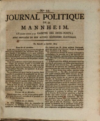 Journal politique de Mannheim (Gazette des Deux-Ponts) Samstag 15. Januar 1803