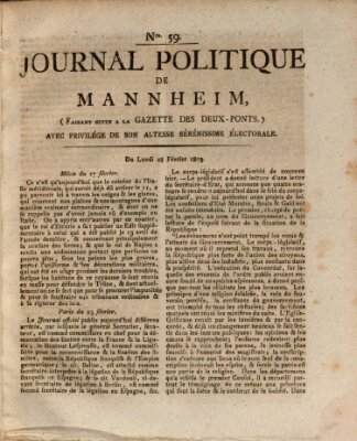 Journal politique de Mannheim (Gazette des Deux-Ponts) Montag 28. Februar 1803