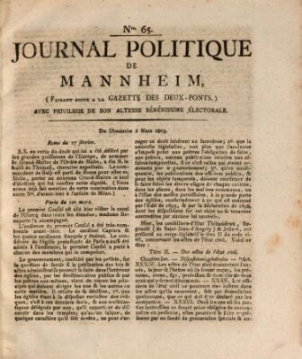 Journal politique de Mannheim (Gazette des Deux-Ponts) Sonntag 6. März 1803