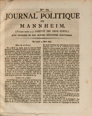 Journal politique de Mannheim (Gazette des Deux-Ponts) Montag 14. März 1803