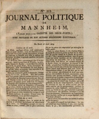 Journal politique de Mannheim (Gazette des Deux-Ponts) Dienstag 26. April 1803
