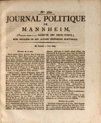 Journal politique de Mannheim (Gazette des Deux-Ponts) Samstag 11. Juni 1803