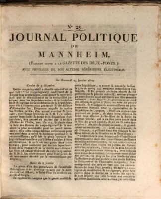 Journal politique de Mannheim (Gazette des Deux-Ponts) Mittwoch 25. Januar 1804