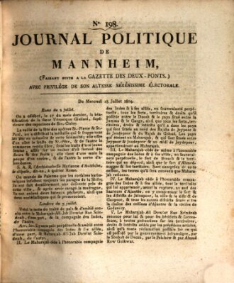 Journal politique de Mannheim (Gazette des Deux-Ponts) Mittwoch 18. Juli 1804