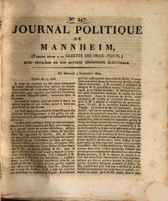 Journal politique de Mannheim (Gazette des Deux-Ponts) Mittwoch 5. September 1804