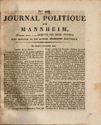 Journal politique de Mannheim (Gazette des Deux-Ponts) Dienstag 6. November 1804